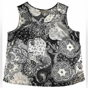 Croft And Barrow Black White Sleeveless Tank‎ Top Pre Owned Size Large